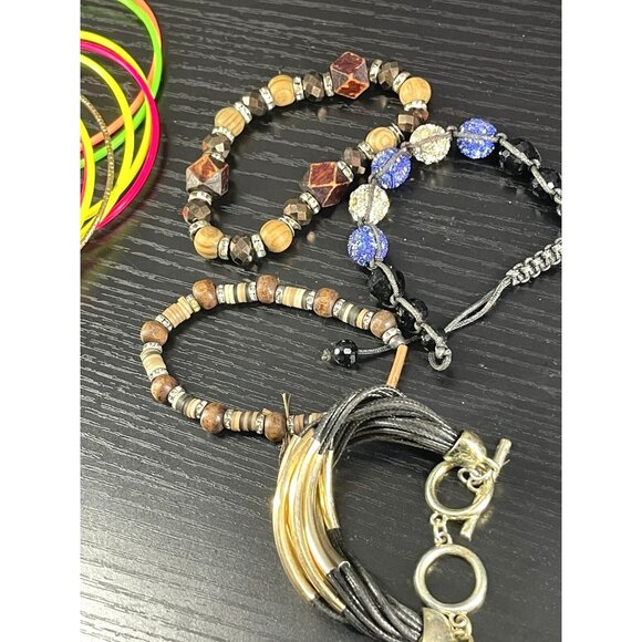 Assorted Costume Jewelry Set - Bangles Bracelets Earrings & Necklaces In Vibrant - Picture 4 of 8